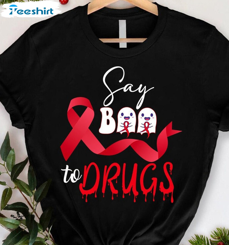 Say Boo To Drugs Shirt - Red Ribbon October Unisex T-shirt Long Sleeve