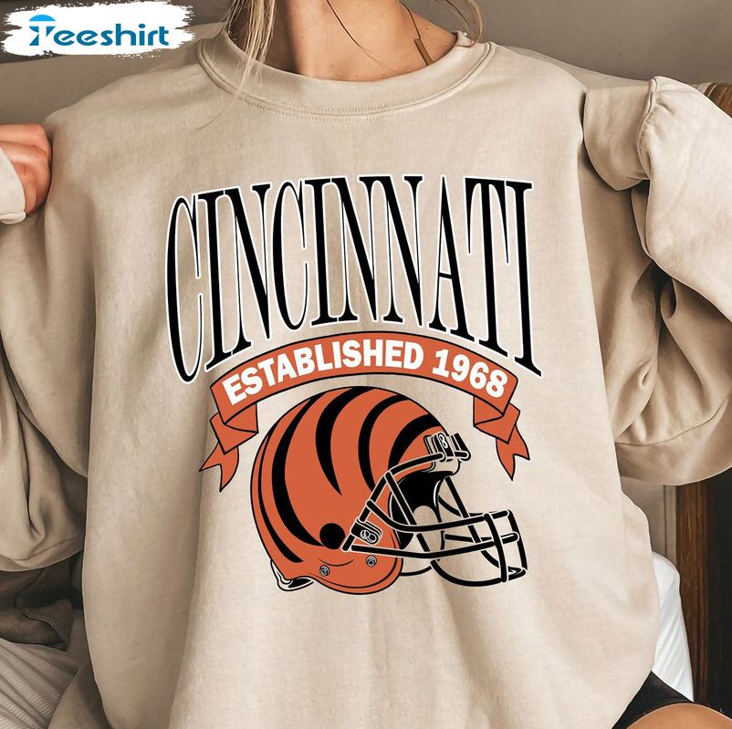 Cincinnati Established 1968 Shirt - Cincinnati Bengals Football Crewneck Sweater