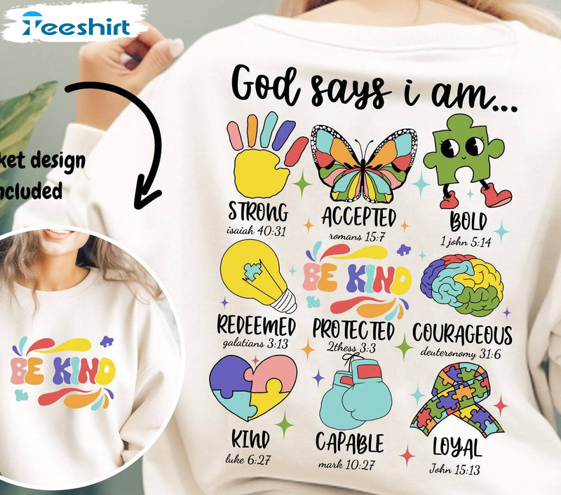 God Says I Am Autism Shirt, Retro Autism Crewneck Sweatshirt Sweater