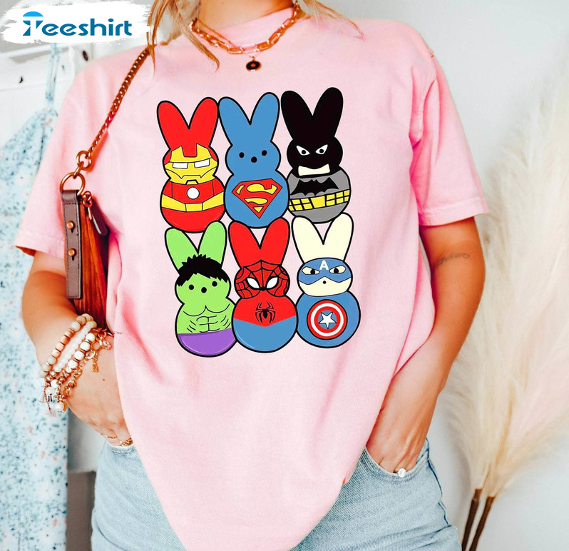 Easter Peeps Superheroes Shirt, Movie Characters Easter Crewneck Sweatshirt Sweater