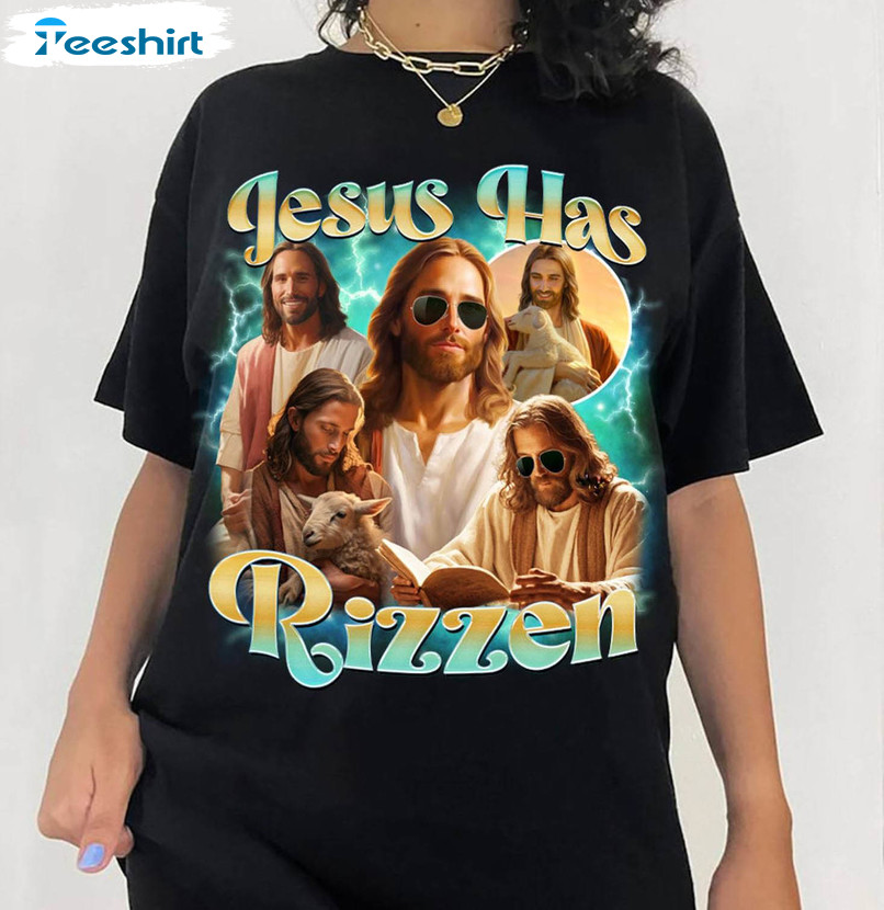 Jesus Has Rizzen Vintage Shirt, Jesus Playing Basketball Retro Crewneck Sweatshirt Sweater