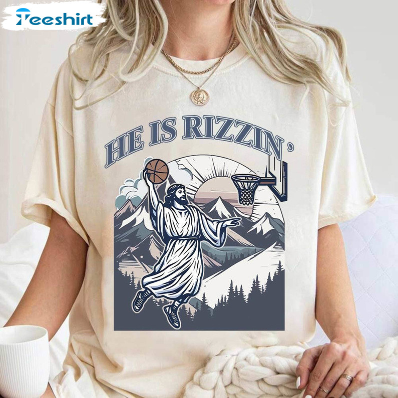 Retro He Is Risen Funny Shirt, Jesus Playing Basketball Retro Hoodie Tank Top