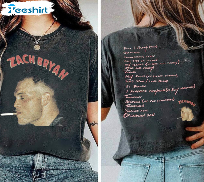 Vintage 2 Sides Zach Bryan Unisex Shirt, Quittin Time Tour Crewneck Sweatshirt