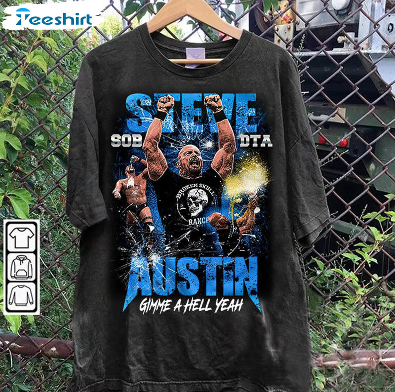 Vintage 90s Steve Austin Shirt, Trendy American Tee Tops Hoodie