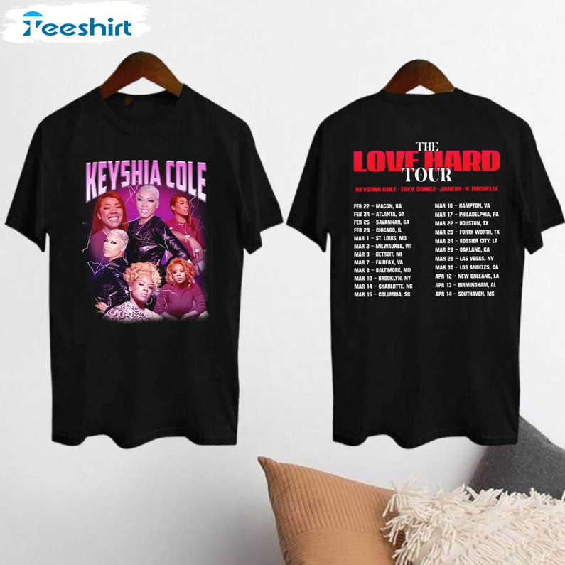 Keyshia Cole Graphic Shirt, The Love Hard Tour 2024 Long Sleeve Tee Tops