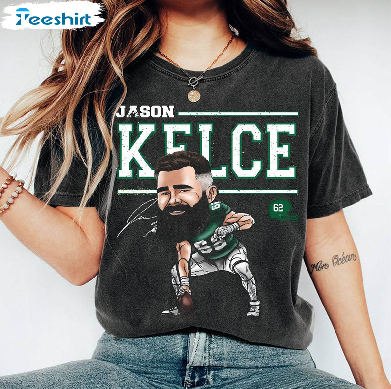 Funny Jason Kelce Cartoon Shirt, Football Vintage Hoodie Sweater