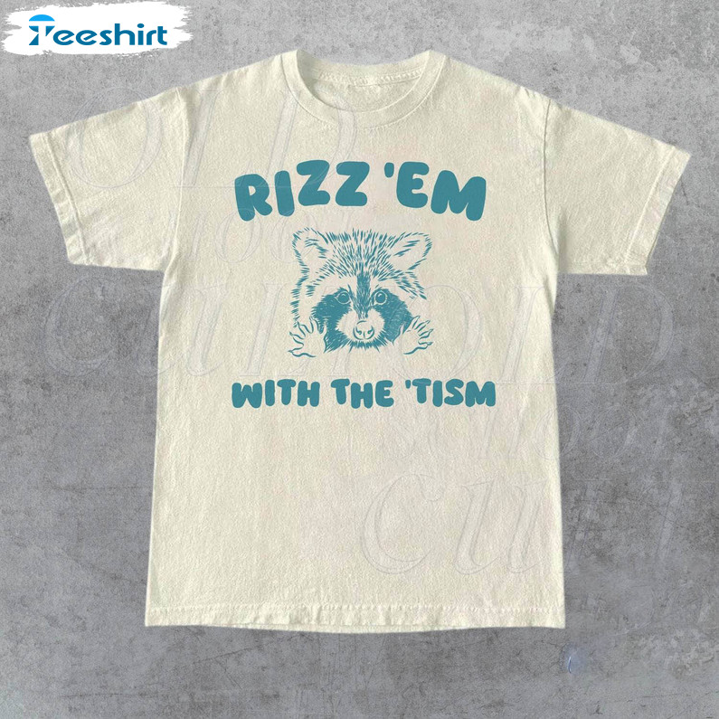 Rizz 'Em With The Tism Shirt, Retro Unisex Long Sleeve Tee Tops