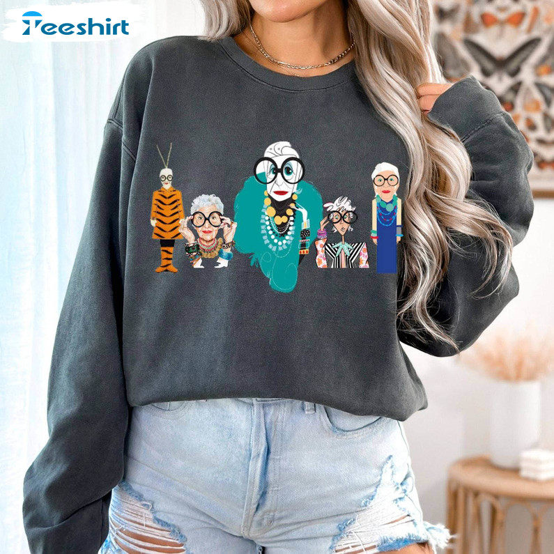 Unique Iris Apfel Sweatshirt, Fashionista Clothing Long Sleeve Sweater