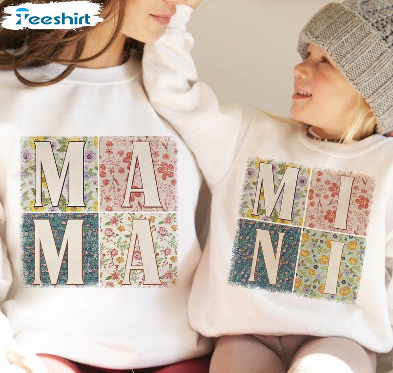 Retro Mama And Mini Sweatshirt, Gift For Mom Hoodie Tank Top