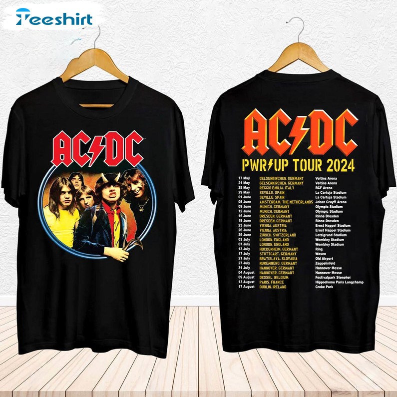 2024 Acdc Pwr Up World Tour Shirt, Band Fan Gift Long Sleeve Tee Tops