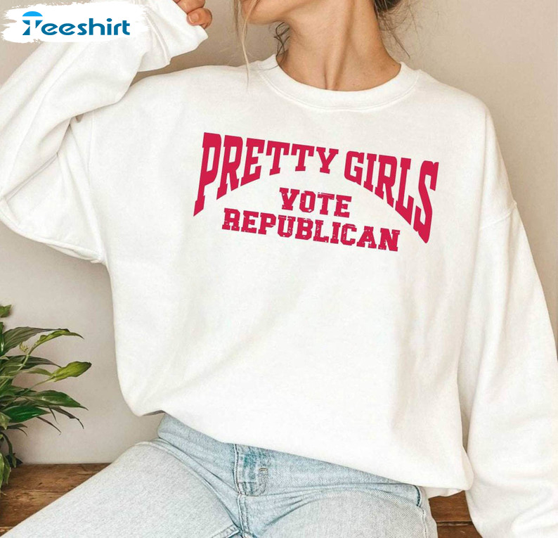 Pretty Girls Vote Republican Sweatshirt, 2024 Election Long Sleeve Sweater