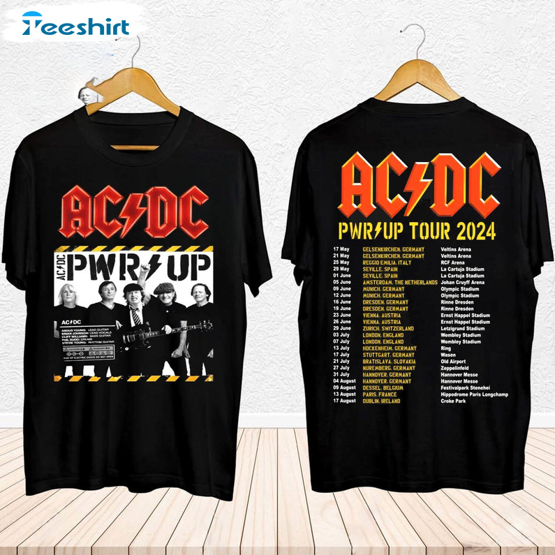 Rock Band Acdc Shirt, 2024 Acdc Pwr Up World Tour Hoodie Tee Tops