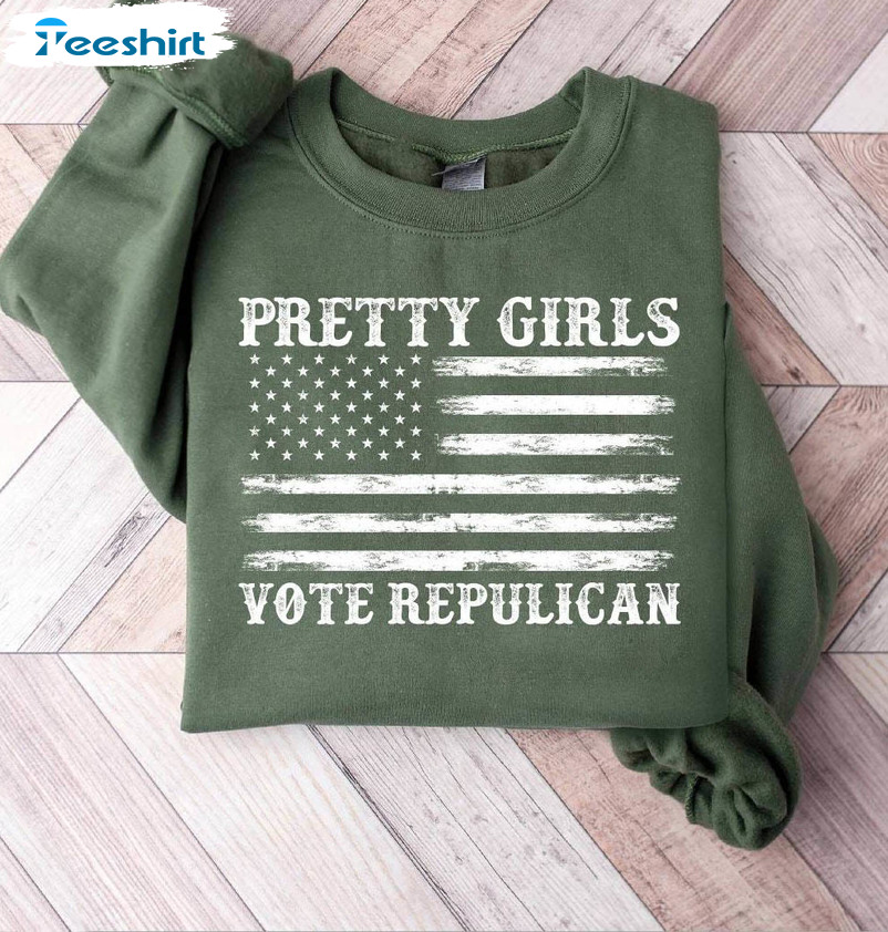 Vintage Pretty Girls Vote Republican Sweatshirt, Trump Girl Shirt Hoodie