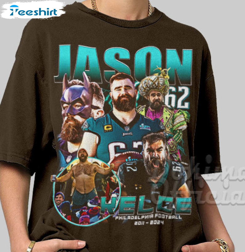 Vintage 90s Jason Kelce Shirt, Oversized Sport Hoodie Long Sleeve