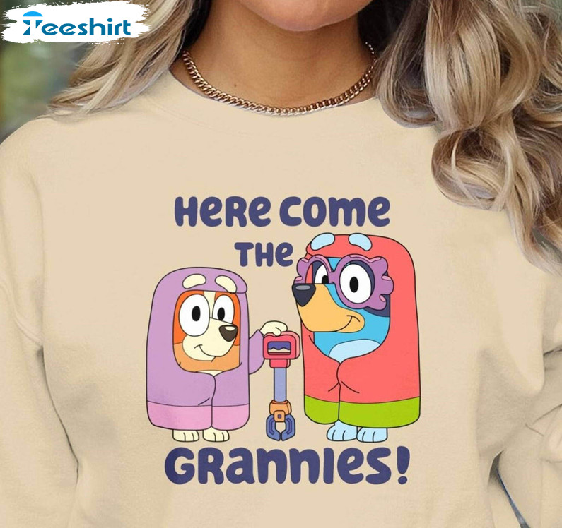 Here Come The Grannies Shirt, Disney Trip Bluey Unisex Hoodie Short Sleeve