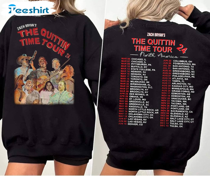 Vintage Zach Bryan Shirt, The Quittin Time Tour 2024 Album Unisex Hoodie Crewneck Sweatshirt