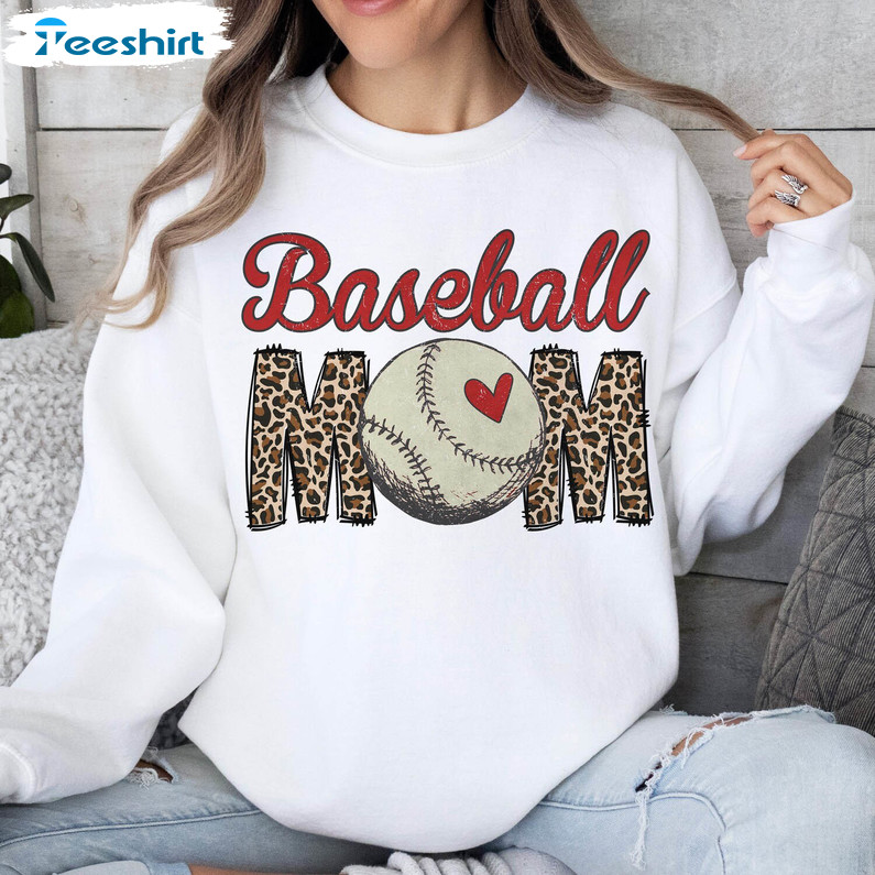 Baseball Mom Shirt, Baseball Mama Leopard Short Sleeve Sweater