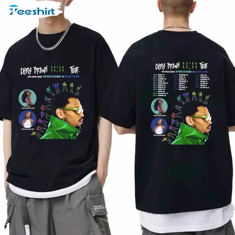 Chris Brown 11 11 Tour Shirt, Brown 2024 Concert Tee Tops T-shirt