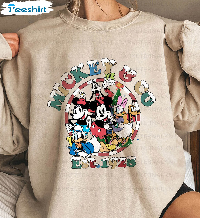 Mickey Amp Co Est 1928 Christmas Shirt - Disney Family Short Sleeve Sweater