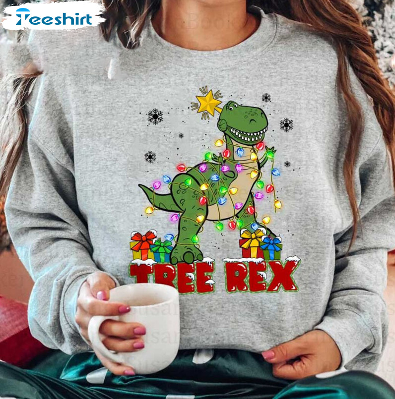 Tree Rex Christmas Shirt - Dinosaur Christmas Short Sleeve Tank Top