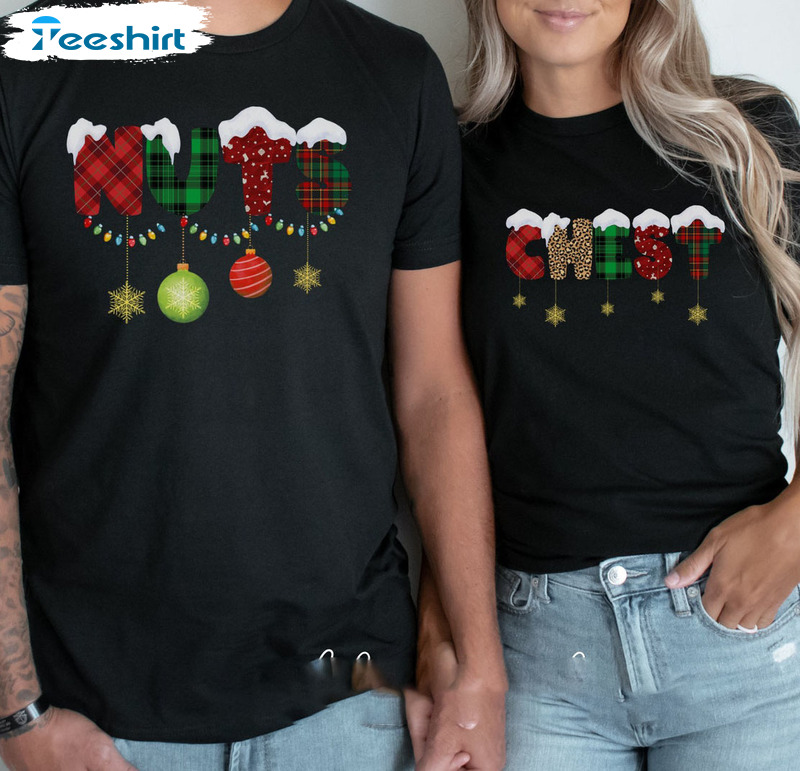 Chest And Nuts Couples Christmas T Shirt, Couples Christmas Anniversary