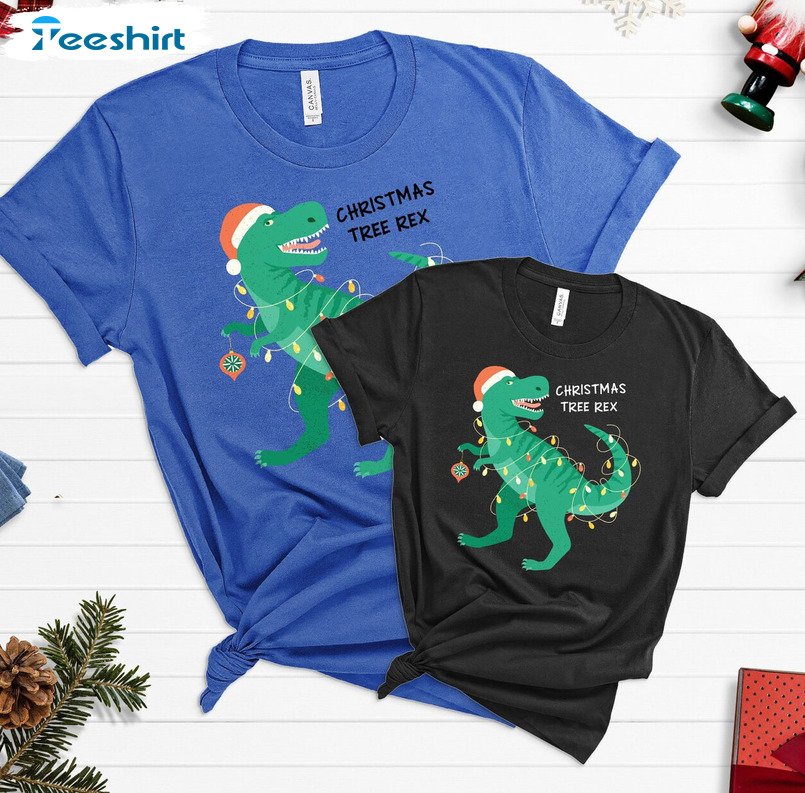 Christmas Tree Rex Shirt - Dinosaur Christmas Funny Unisex Hoodie Crewneck