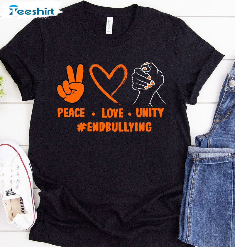 Peace Love Unity Shirt For Women End Bullying, Anti Bullying Kids Shirt