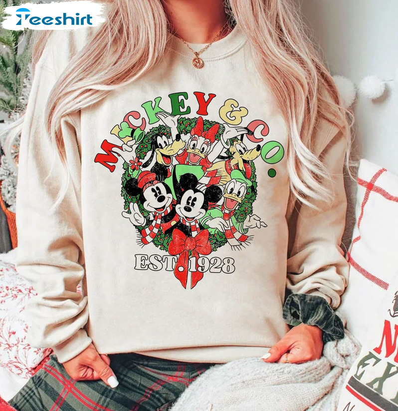 Mickey And Co Christmas Shirt, Mickey And Friends Shirt Family Christmas Sweatshirt Disney