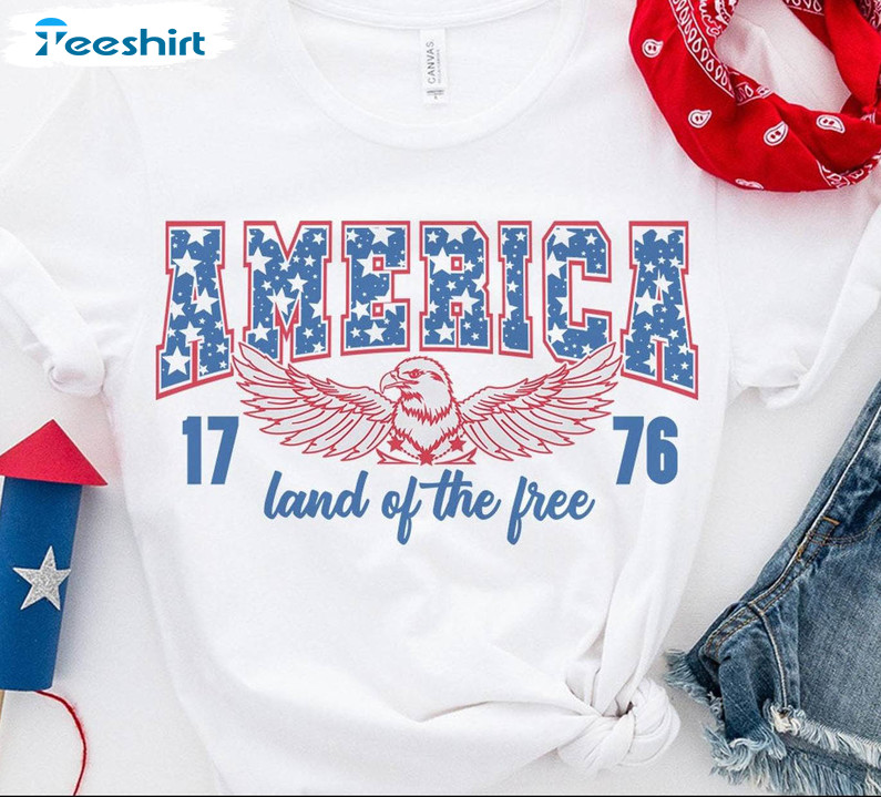 America Land Of Free Shirt, 4th Of July Trendy Long Sleeve Sweater