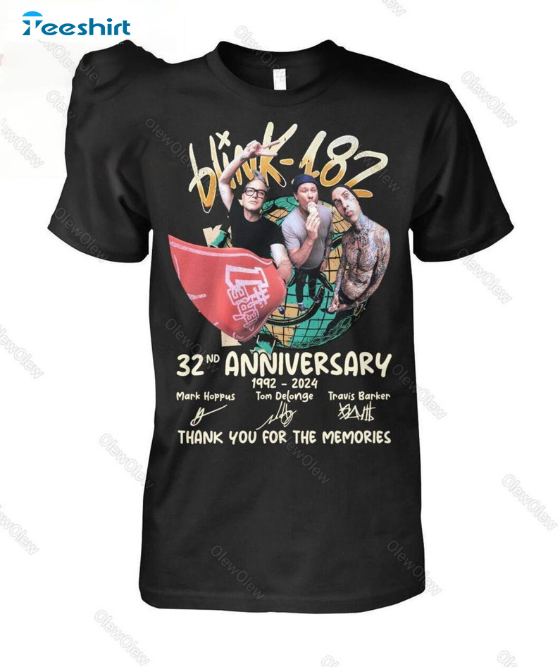 Blink 182 Shirt, 32nd Anniversary 1992 2024 Crewneck Sweatshirt Tee Tops