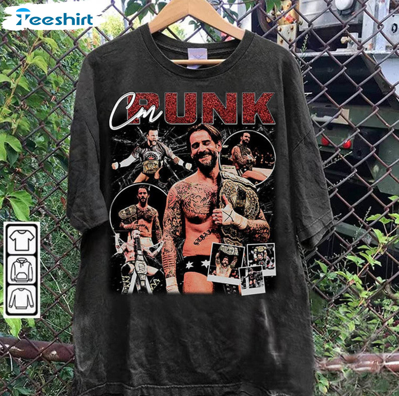 Vintage Cm Punk Shirt, Retro American Unisex Hoodie Short Sleeve