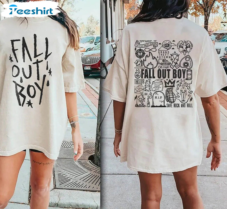 Fall Out Boy Doodle 2024 Shirt, Fall Out Boy Band Unisex Hoodie Short Sleeve