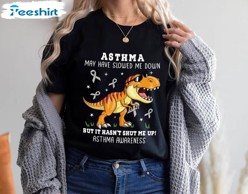 Dinosaur Asthma Awareness Shirt, Asthma Warrior Crewneck Sweatshirt Sweater