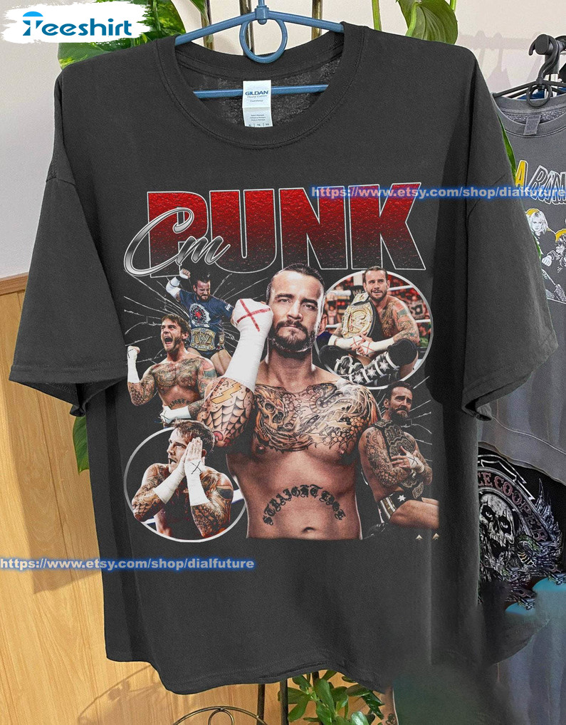 Cm Punk Vintage Shirt, American Professional Wrestler Unisex Hoodie Short Sleeve