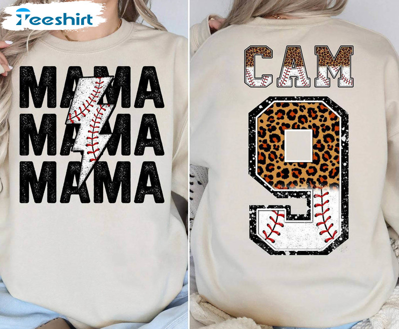 Custom Baseball Mama Shirt, Baseball Mom Personalized Unisex Hoodie Crewneck Sweatshirt