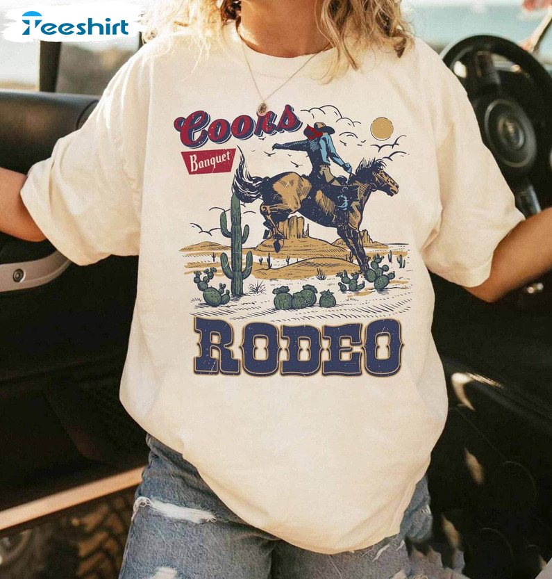 Coors Rodeo 90s Cowboy Shirt, Western Rodeo Relaxed Sweater T-shirt