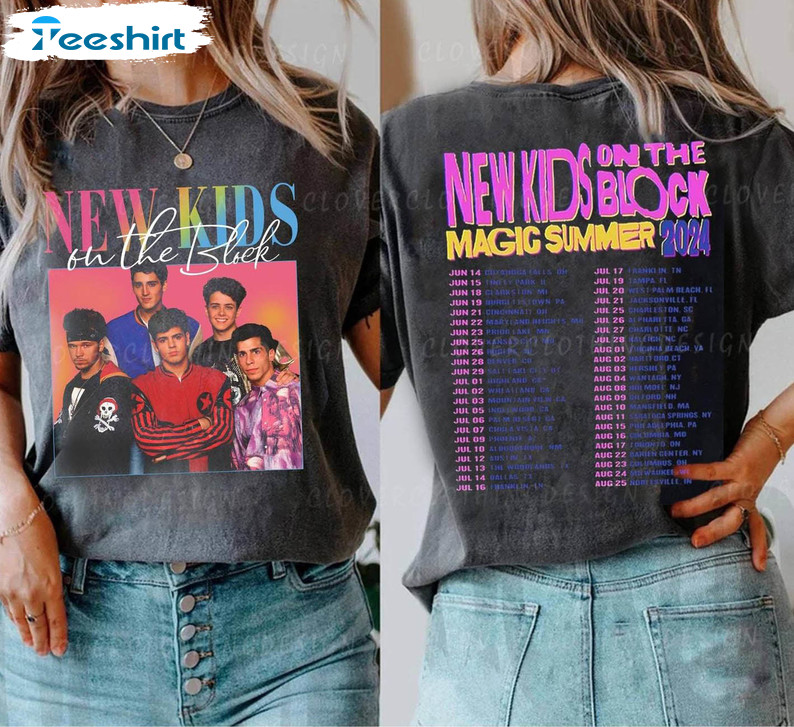 New Kids On The Block Shirt, Summer Tour Trendy Short Sleeve Crewneck Sweatshirt