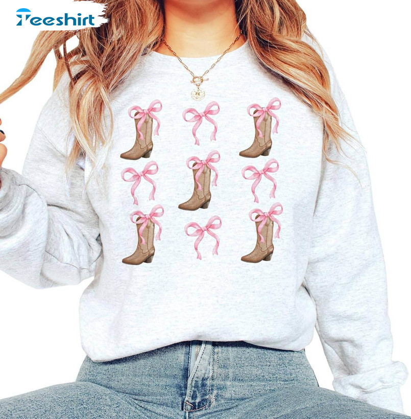 Coquette Pink Bows And Boots Shirt, Harmony Day Crewneck Sweatshirt Tee Tops