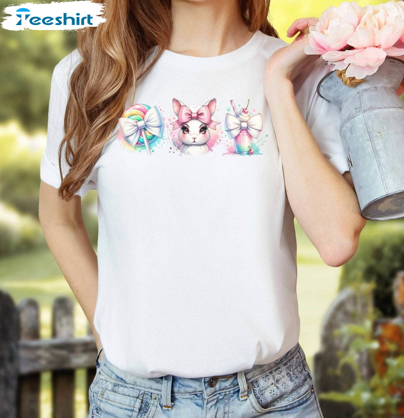 Coquette Shirt With Candy And Cute Shirt, Bunny Coquette Unisex Hoodie Crewneck Sweatshirt