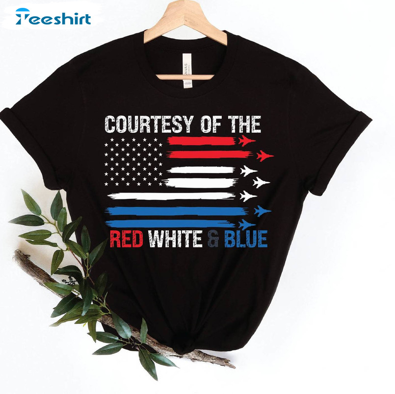 Courtesy Of The Red White And Blue Shirt, American Flag Long Sleeve Tee Tops