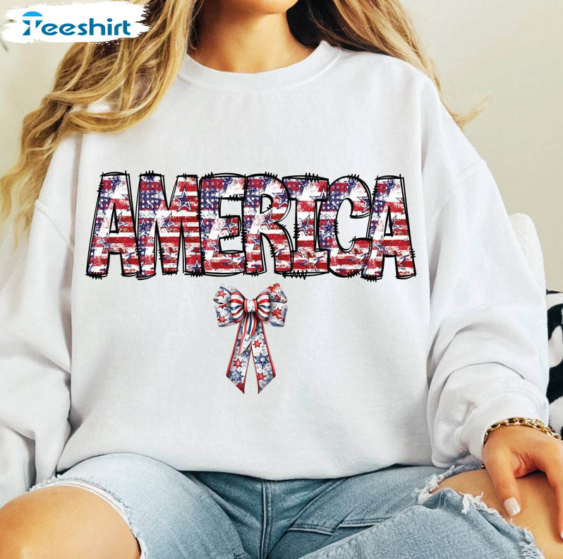 Coquette America Shirt, Coquette 4th Of July Crewneck Sweatshirt Tee Tops