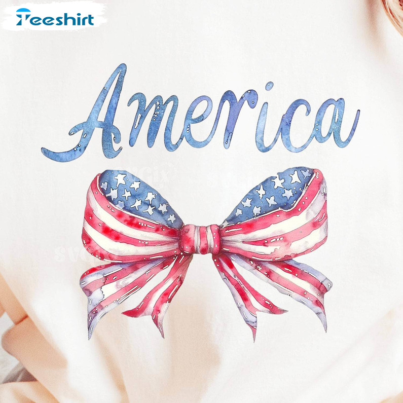 America Coquette Patriotic Bows Shirt, Coquette 4th Of July Crewneck Sweatshirt