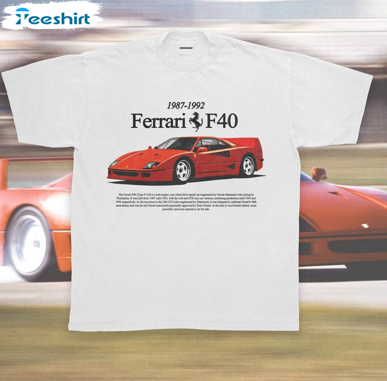 Groovy Ferrari F40 Shirt, Limited F40 F1 Cool Design Short Sleeve Tee Tops