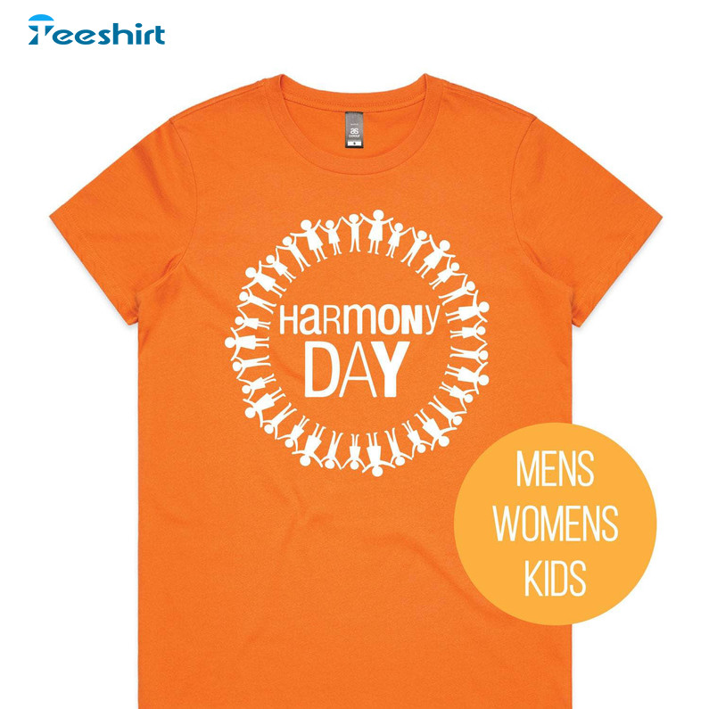 Harmony Day Shirt, T Shirt Harmony Day 21st March Orange Unisex Hoodie Short Sleeve