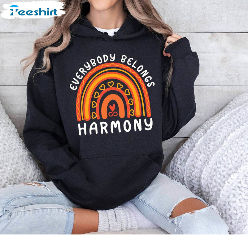 Harmony Day Shirt, Orange Doodle Heart Boho Rainbow Tee Tops Hoodie