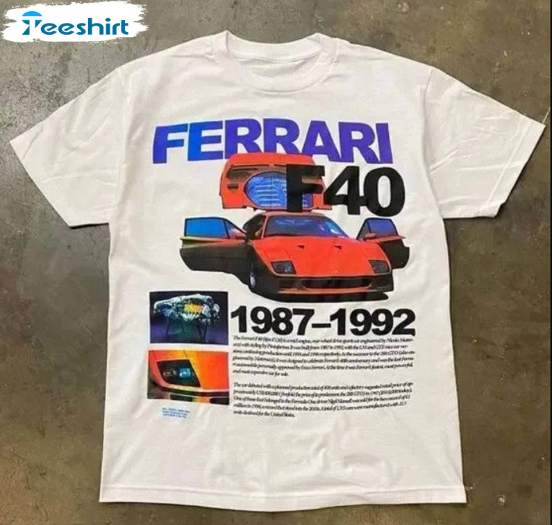 New Rare Ferrari F40 Shirt, Trendy Sport Car Unisex T Shirt Unisex Hoodie