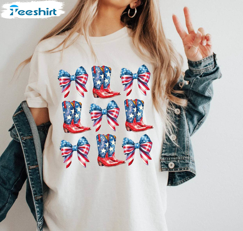 American Cowgirl Shirt, Coquette 4th Of July Unisex T Shirt Hoodie