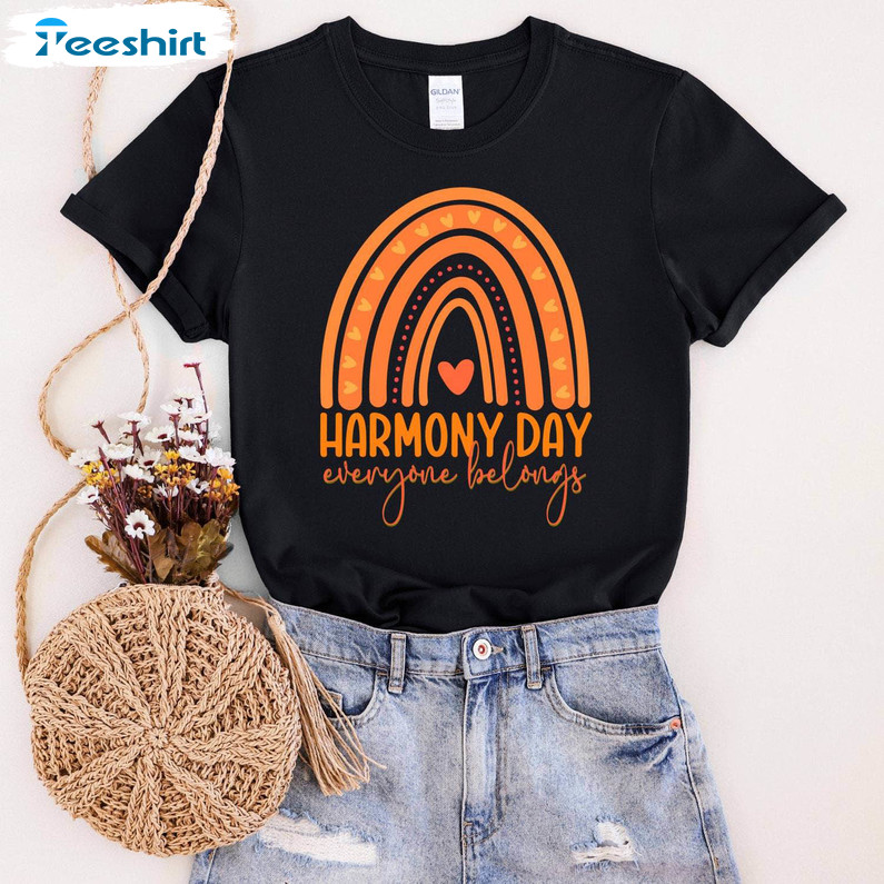 Orange Rainbow Harmony Shirt, Harmony Day Elegant Long Sleeve Tee Tops