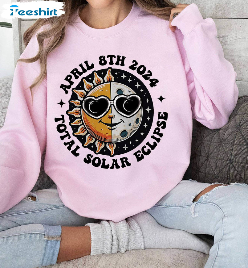 Total Solar Eclipse April 8th 2024 Shirt, Trendy Long Sleeve Sweater