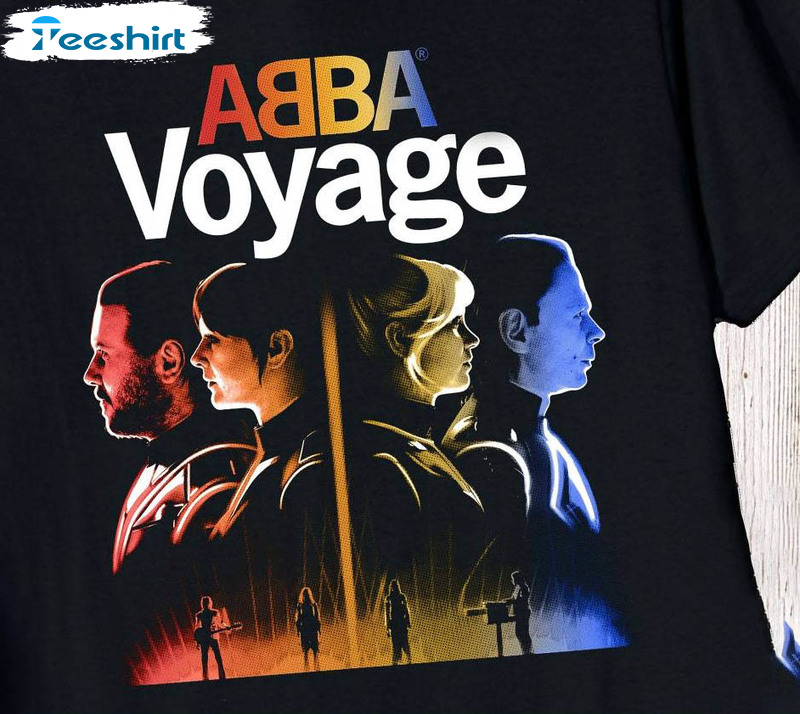 Navy Abba Voyage Concert Shirt, Retro Band Music Hoodie Tank Top